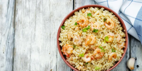 Sriracha Glazed Prawn with Quinoa