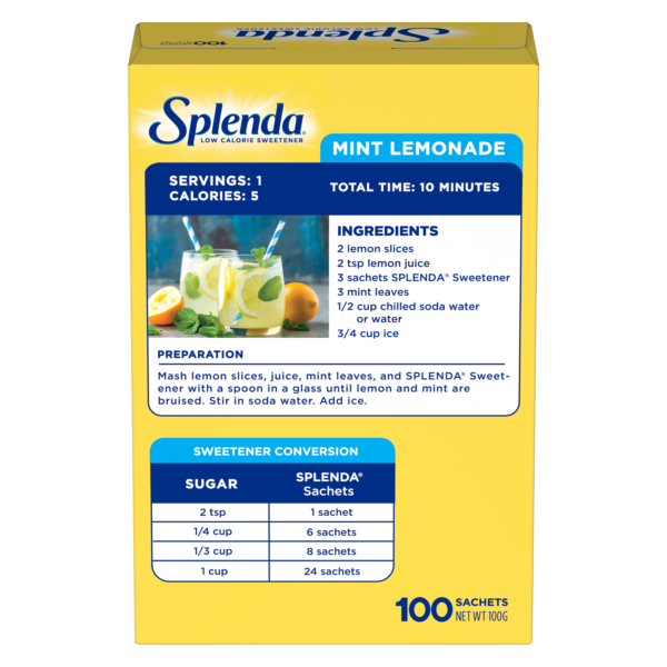 Splenda Sweetener Sachets 100ct. - Back