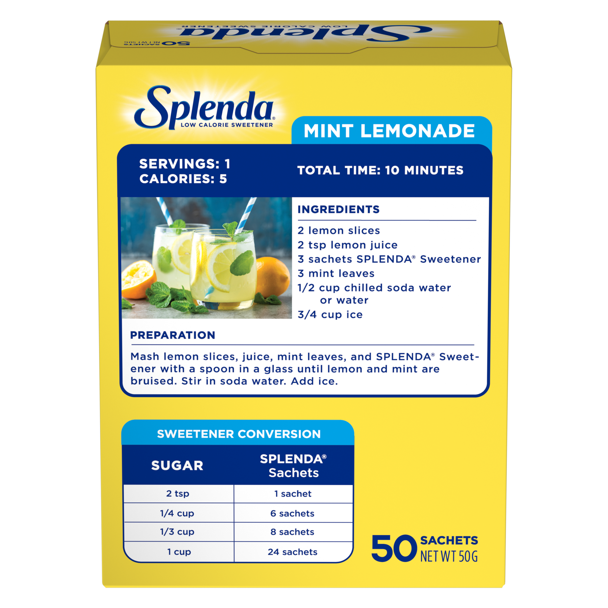 Splenda Sweetener Sachets 50ct. - Back