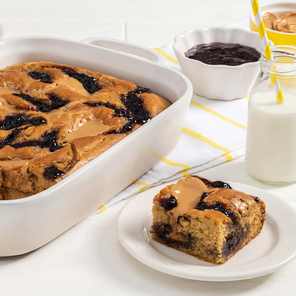 Peanut Butter and Jelly Snack Cake | Low Sugar Recipe