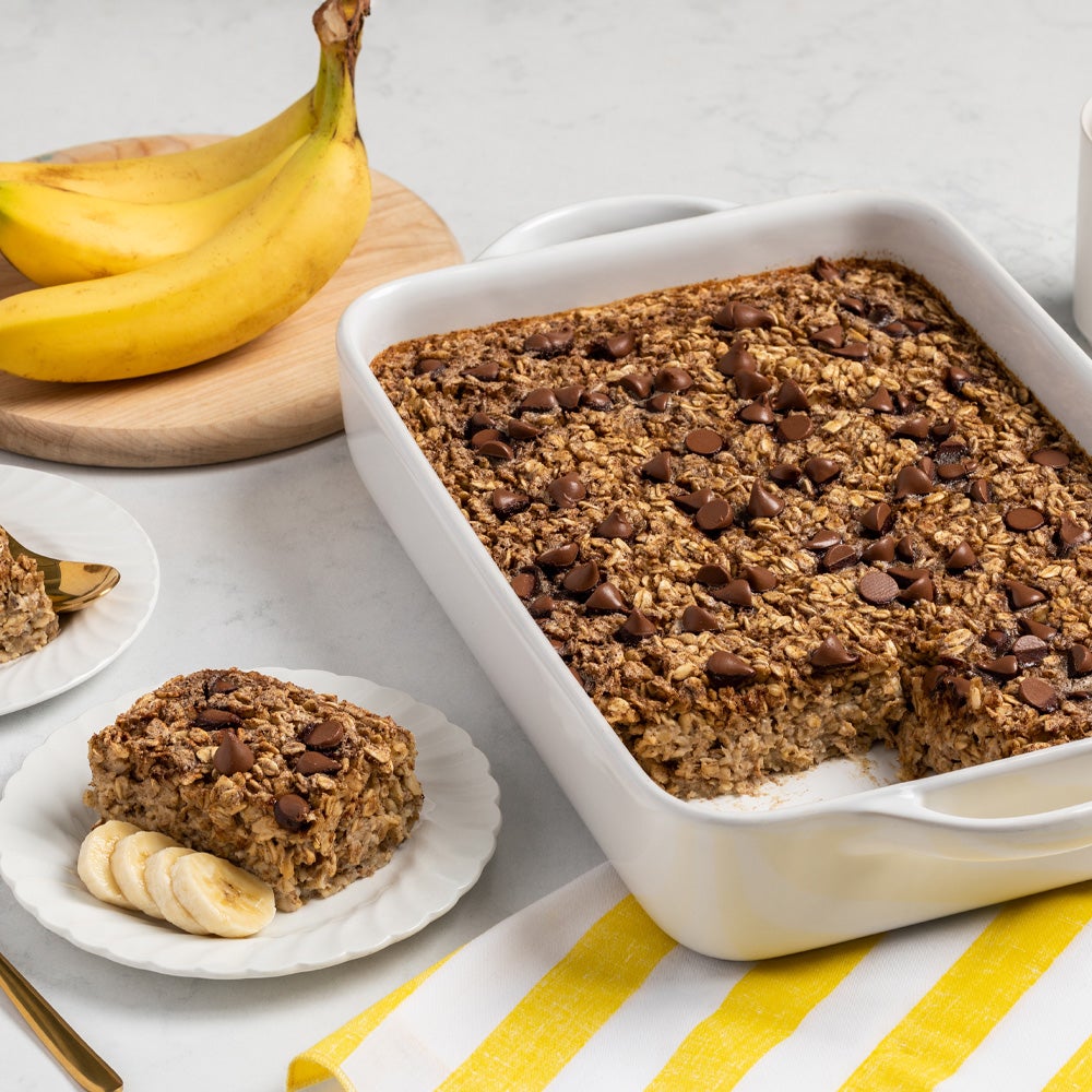 Chocolate Banana Bread Baked Oatmeal | Low Sugar Recipe