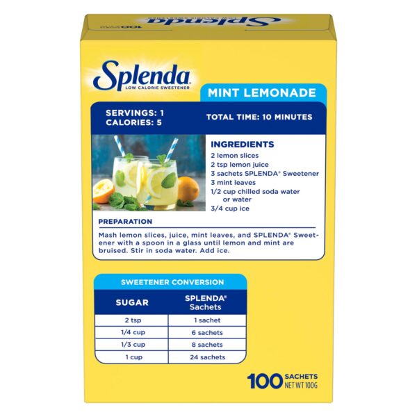 Splenda Sweetener Sachets 100 - Back