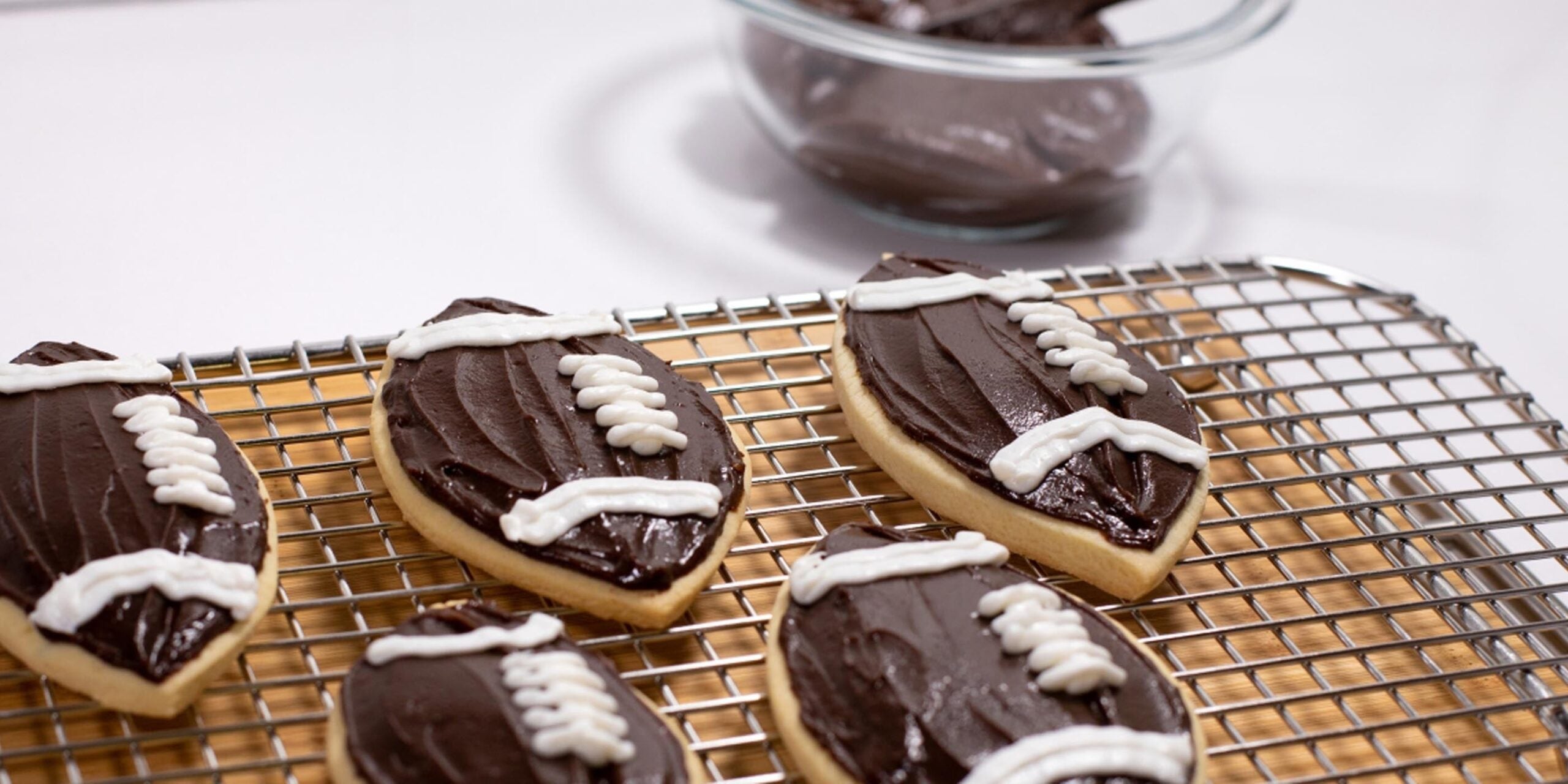 Football Shaped Cookies on a tray